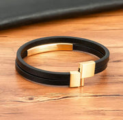 Brazalete de Cuero y Placa de Acero Inoxidable
