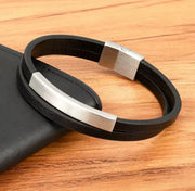 Brazalete de Cuero y Placa de Acero Inoxidable