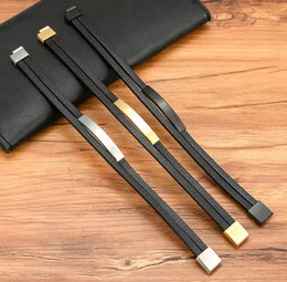 Brazalete de Cuero y Placa de Acero Inoxidable